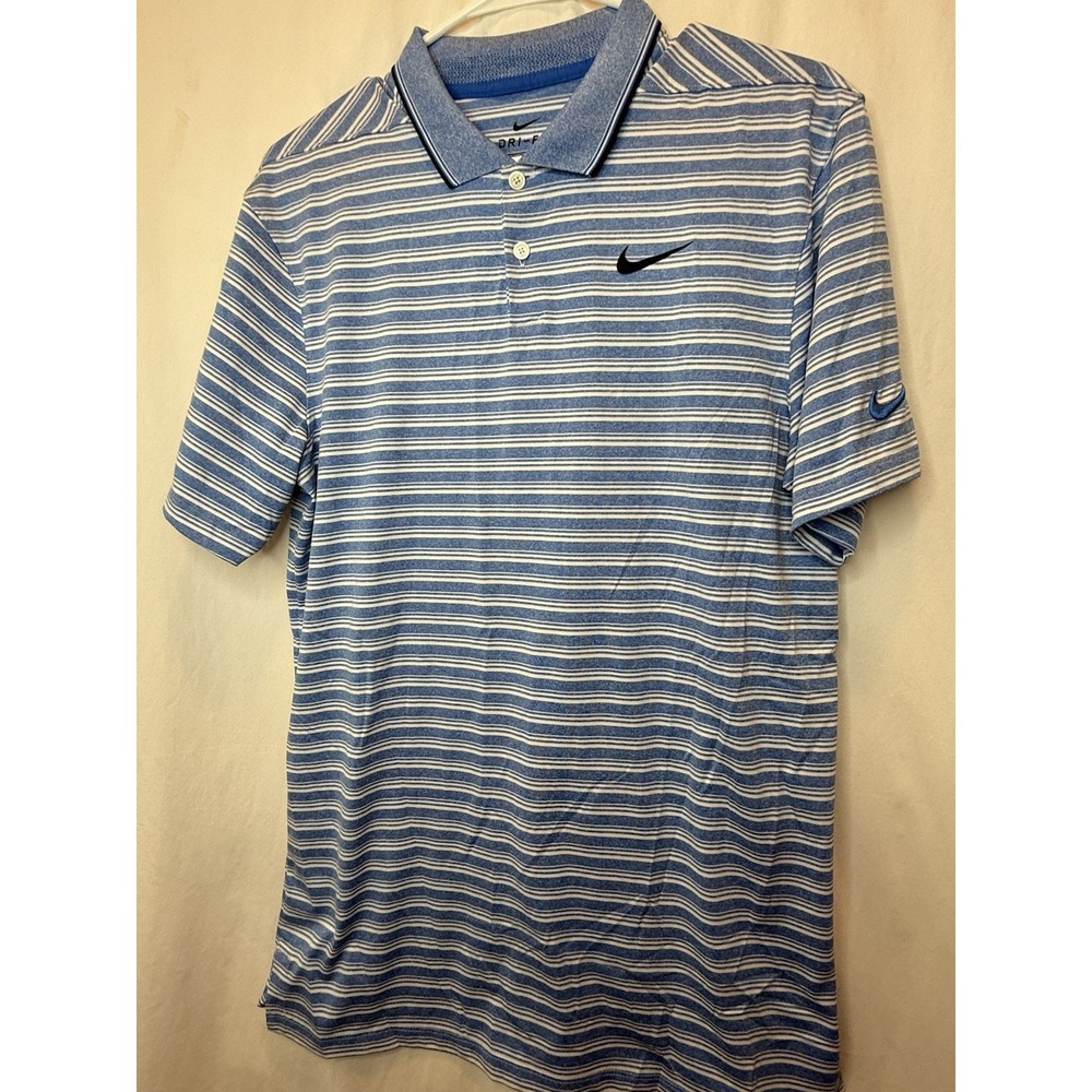 Nike Vapor Blue Stripe Performance Golf Polo Shirt Small TALL CK4744-402‎ NWOT - Picture 2 of 4
